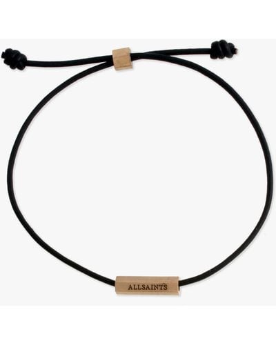 AllSaints Leather Cord And Hexagon Bar Friendship Bracelet - Natural