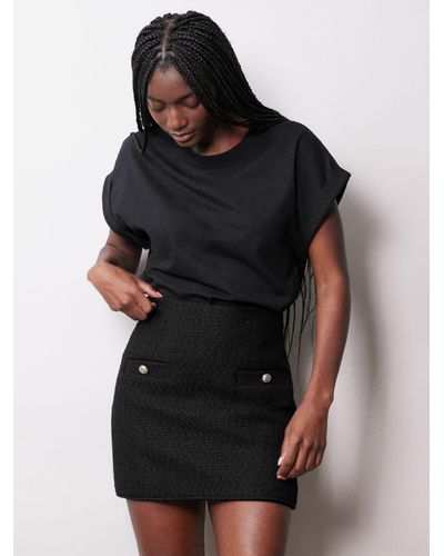 Albaray Tweed Wool Blend Mini Skirt - Black
