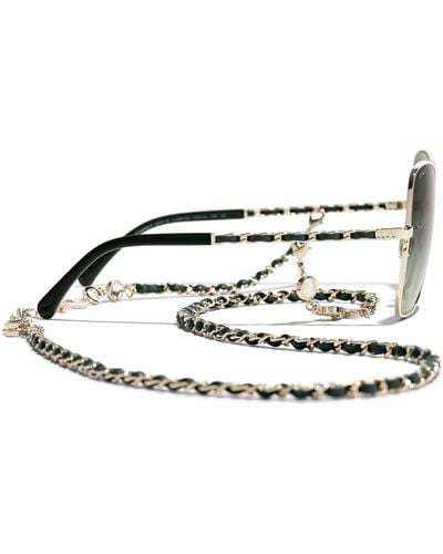 Chanel Irregular Sunglasses Ch4274q Pale Gold/green Gradient - White