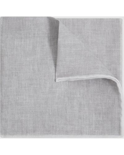 Reiss Siracusa Linen Pocket Square - Grey