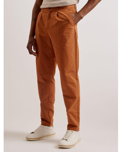 Ted Baker Holmer Single Pleat Tapered Fit Trousers - Orange