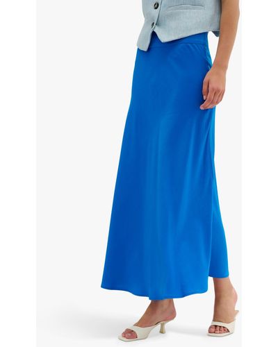 My Essential Wardrobe Estelle Satin Maxi Skirt - Blue