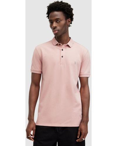 AllSaints Reform Organic Cotton Polo Shirt - Pink