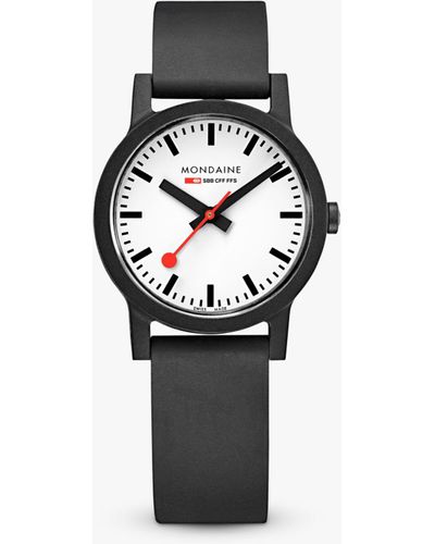 Mondaine Ms1.32110.rb Unisex Essence Rubber Strap Watch - Black