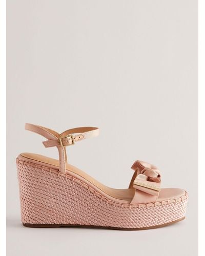 Ted Baker Geiia Espadrille Wedge Bow Detail Sandals - Pink