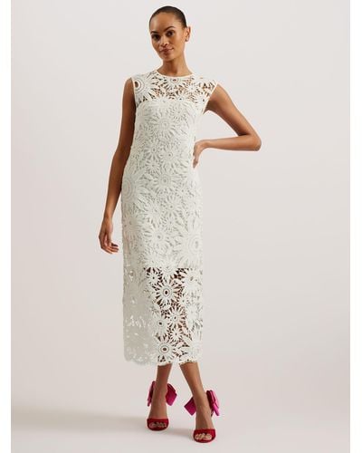 Ted Baker Corha Floral Embroidery Midi Dress - Natural