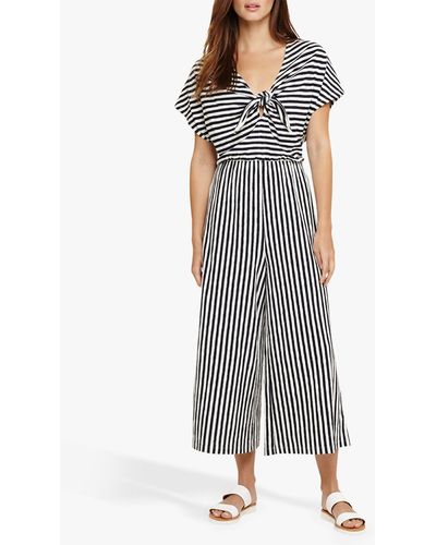 Phase Eight 's Janine Linen Striped Jumpsuit - Blue