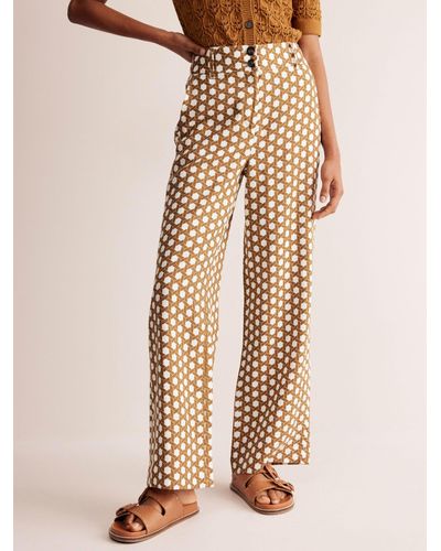 Boden Westbourne Geometric Honeycomb Print Linen Trousers - Natural