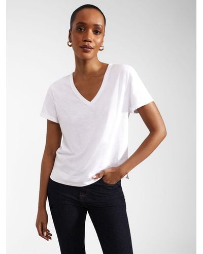 Hobbs Arianna V-neck Cotton Slub T-shirt - White