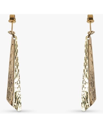 L & T Heirlooms Second Hand 9ct Yellow Gold Drop Earrings - White
