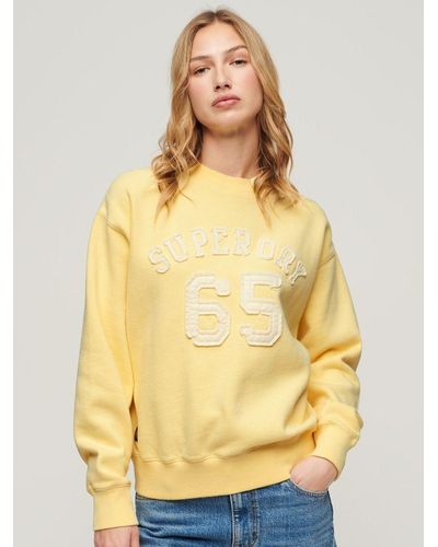 Superdry Applique Athletic Loose Sweatshirt - Yellow