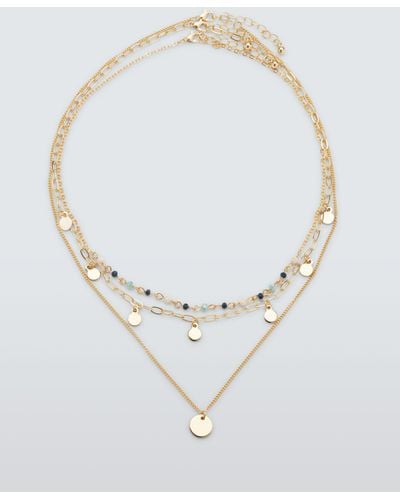 John Lewis Bead And Disc Layered Necklace - White