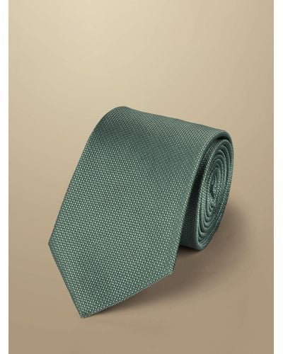 Charles Tyrwhitt Textured Silk Stain Resistant Tie - Green
