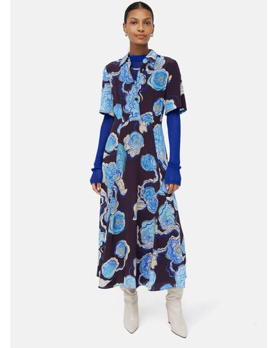 Jigsaw Sharan Ranshi Midi Dress - Blue