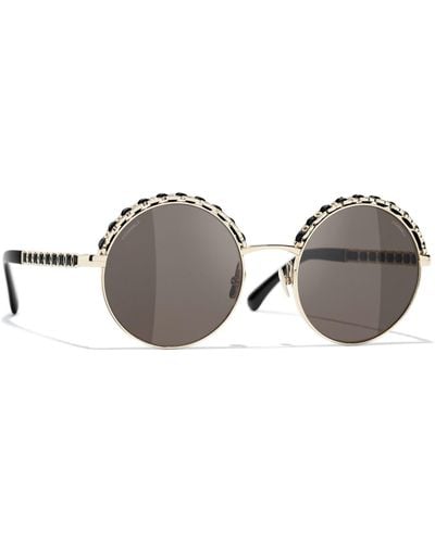 Chanel Round Sunglasses Ch4265q Pale Gold/grey