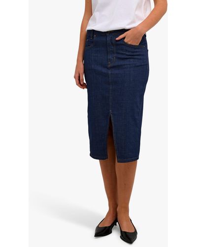 My Essential Wardrobe Dekota Denim High-waisted Midi Skirt - Blue