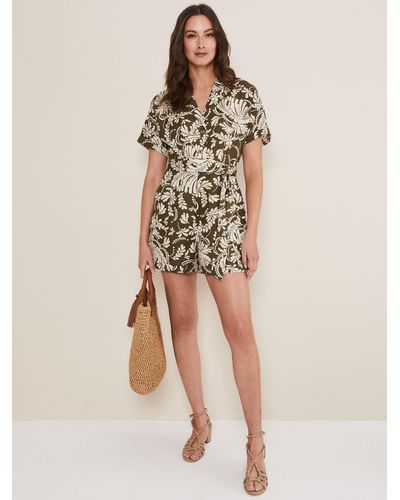 Phase Eight Rosalia Linen Blend Playsuit - Natural