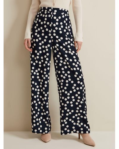 Phase Eight Mairead Polka Dot Wide Leg Trousers - Blue