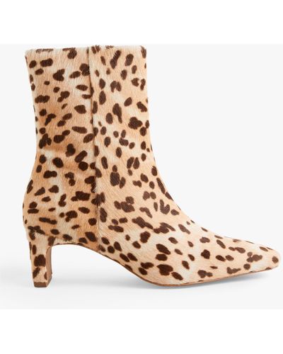 Boden Leopard Straight Ankle Boots - Natural
