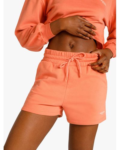 Chelsea Peers Organic Cotton Blend Drawcord Lounge Shorts - Orange
