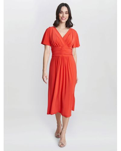 Gina Bacconi Frieda Midi Jersey Dress - Red