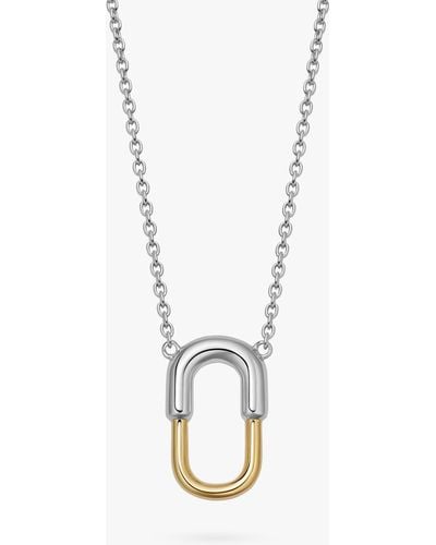 Astley Clarke Aurora U-hoop 18ct Yellow Gold & Sterling Silver Pendant Necklace - White