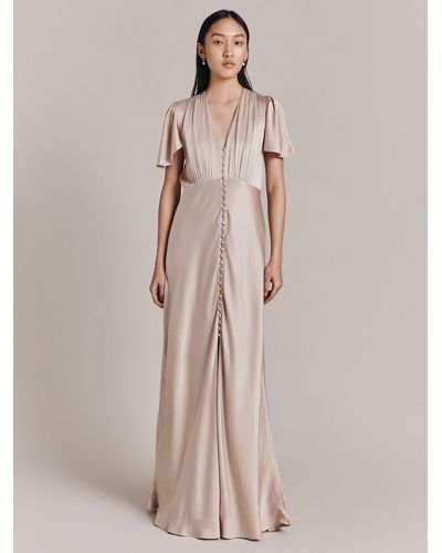 Ghost Delphine Bias Cut Satin Maxi Dress - Natural