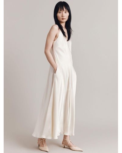 Ghost Florrie A-line Satin Slip Maxi Dress - Natural