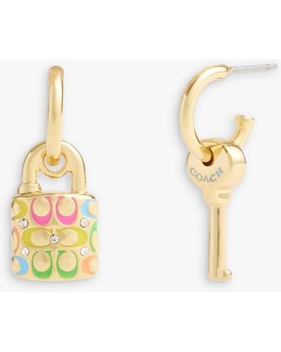 COACH Lock And Key Huggie Hoop Earrings - Metallic