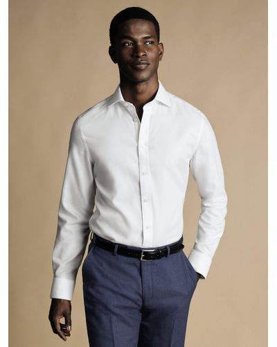 Charles Tyrwhitt Non-iron Mayfair Textured Dobby Weave Shirt - White