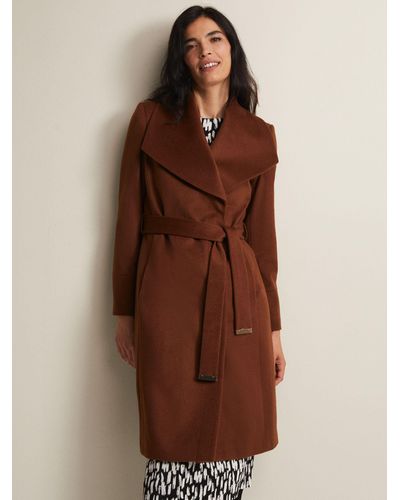 Phase Eight Nicci Belted Wool Blend Coat - Brown
