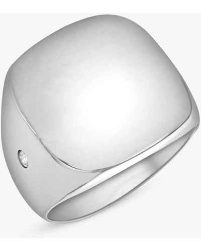 Ib&b Personalised Cubic Zirconia Square Signet Ring - Metallic