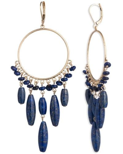 Ralph Lauren Lauren Beaded Hoop Drop Earrings - Blue