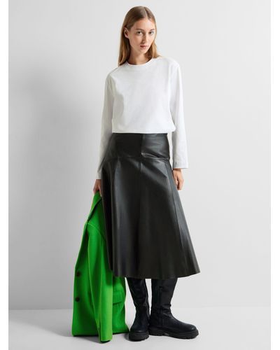 SELECTED Leather Midi Skirt - White