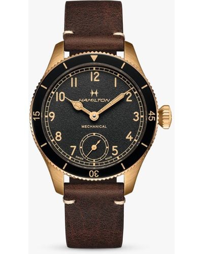Hamilton H76709530 Khaki Aviation Mechanical Leather Strap Watch - Black