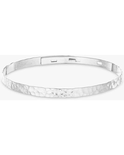 Merci Maman Personalised Hammered Flat Bangle - Metallic