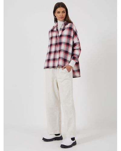 French Connection Check Shirt Side Split - White