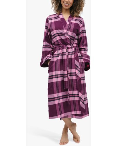 Cyberjammies Eve Check Wrap Dressing Gown - Purple