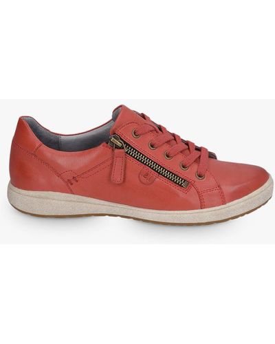 Josef Seibel Caren Leather Lace Up Trainers - Red