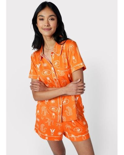 Chelsea Peers Tropical Holiday Print Short Pyjamas - Orange