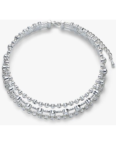 John Lewis Sparkle Diamante Round Stone Choker Necklace - Metallic