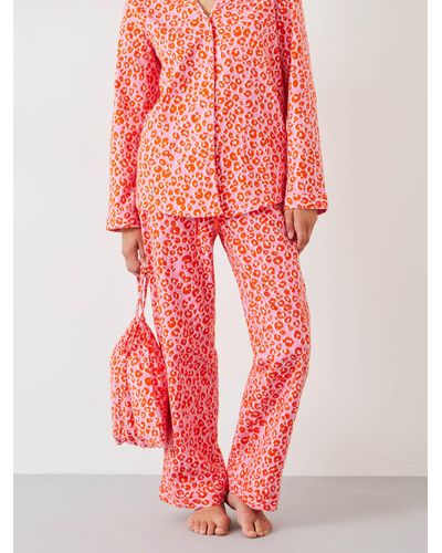 Hush Liv Animal Print Cotton Flannel Pyjama Bottoms - Red