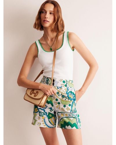 Boden Westbourne Floral Linen Shorts - Green
