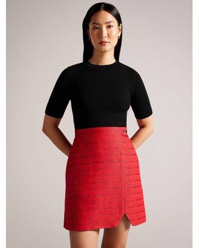 Ted Baker Illusion Mini Dress - Red