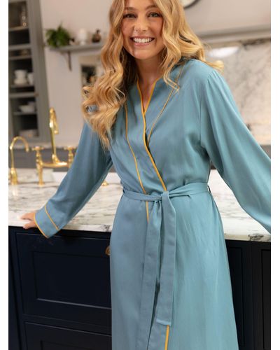 Fable & Eve Greenwich Long Sleeve Dressing Gown - Blue