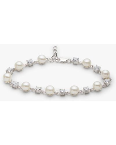 Lido Pearl And Cubic Zirconia Spacer Bracelet - White