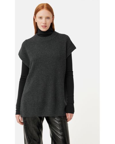 Jigsaw Merino Cashmere Blend Knitted Longline Tunic - Black