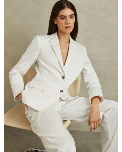 Reiss Harper Single Breasted Cotton Suit Blazer - Natural
