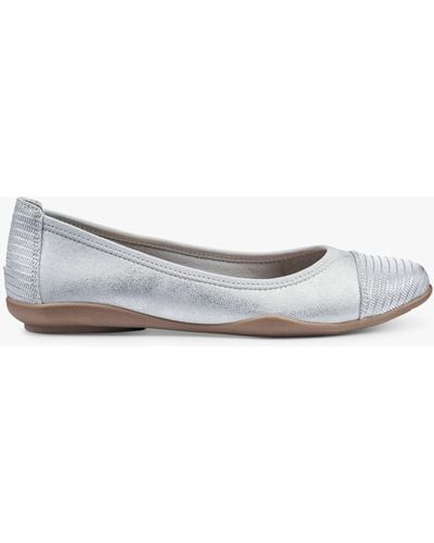 Hotter Ivy Textured Ballerina Court Shoes - White