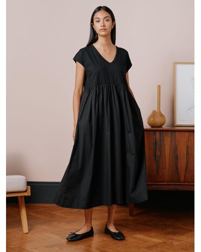 Albaray V-neck Woven Mix Dress - Black